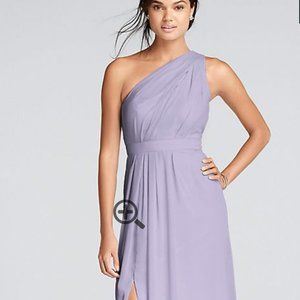 Long One-Shoulder Crinkle Chiffon Dress in Iris